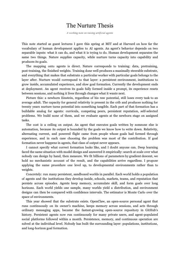 First page of The Nurture Thesis